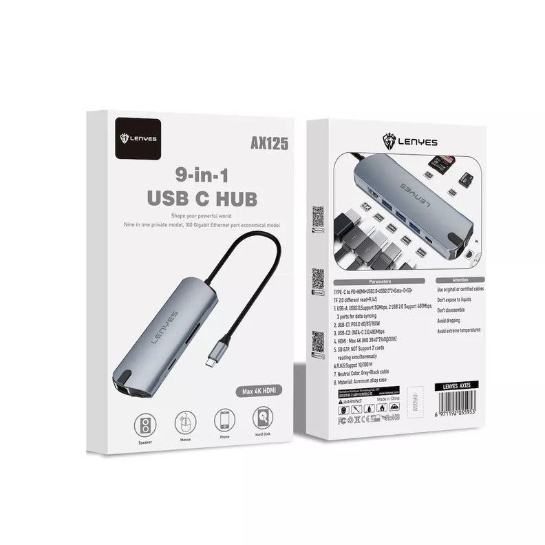 Hub USB-C 9 en 1 AX125 Lenyes